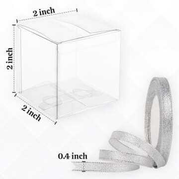 COMFECTO Clear Plastic Gift Boxes - 50 Pcs, 2x2x2 inches for Events, Favors & Treats