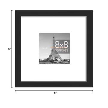upsimples 8x8 Picture Frame, Display Pictures 4x4 with Mat or 8x8 Without Mat, Wall Hanging Photo Frame, Black, 1 Pack