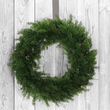 Deluxe Juniper Wreath - 22" Diameter - Real Touch Cedar - Stunning Holiday Decor - Handcrafted Greenery - Lifelike Foliage - Exquisite Design