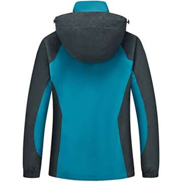 Diamond Candy Women's Waterproof Rain Jacket with Hood Lightweight Outdoors Raincoat Blue