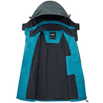 Diamond Candy Women's Waterproof Rain Jacket with Hood Lightweight Outdoors Raincoat Blue