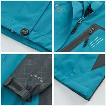 Diamond Candy Women's Waterproof Rain Jacket with Hood Lightweight Outdoors Raincoat Blue