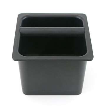 Barista Basics Durable Knockbox 6"x6"x5" - BPA-Free, In-Counter, Noise-Reducing with Rubber Gasket, ...