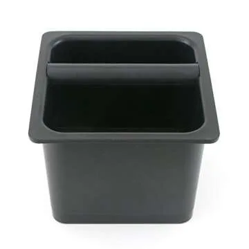Barista Basics Durable Knockbox 6"x6"x5" - BPA-Free, In-Counter, Noise-Reducing with Rubber Gasket, ...