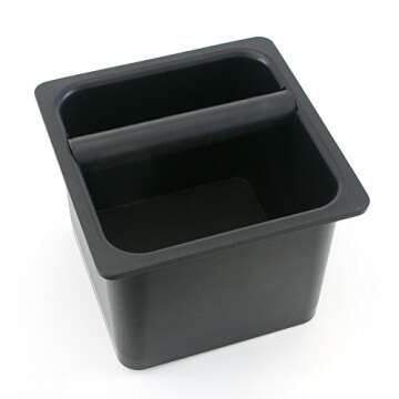 Barista Basics Durable Knockbox 6"x6"x5" - BPA-Free, In-Counter, Noise-Reducing with Rubber Gasket, Espresso Parts Warranty