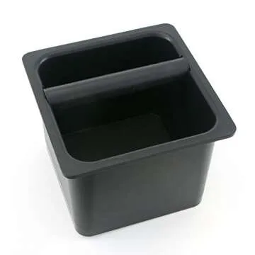 Barista Basics Durable Knockbox 6"x6"x5" - BPA-Free, In-Counter, Noise-Reducing with Rubber Gasket, Espresso Parts Warranty