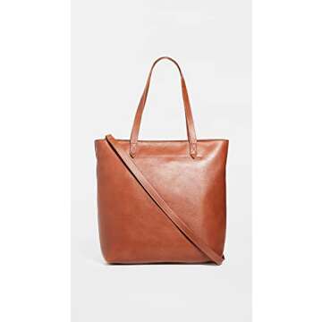 Madewell Women's The Zip-Top Medium Transport Tote, English Saddle, Tan, Brown, One Size