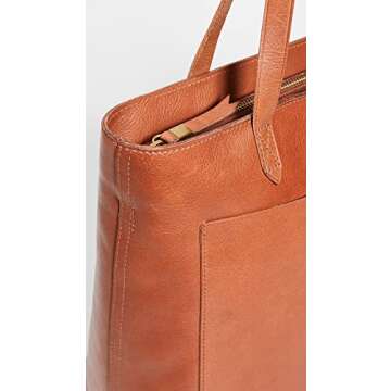 Madewell Women's The Zip-Top Medium Transport Tote, English Saddle, Tan, Brown, One Size
