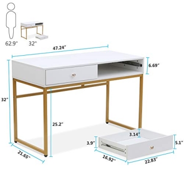 Tribesigns 47 inch Modern Office Desk with Storage Drawers