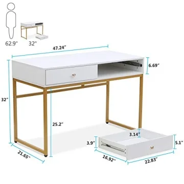 Tribesigns 47 inch Modern Office Desk with Storage Drawers