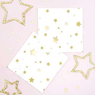 Gold Star Confetti Small Napkins - 16 Pack