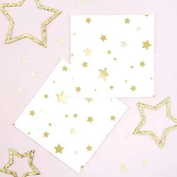 Gold Star Confetti Small Napkins - 16 Pack