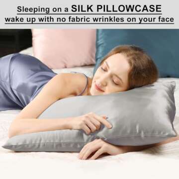 Ravmix 100% Mulberry Silk Pillowcase for Hair and Skin with Hidden Zipper, Both Sides 21Momme Silk, 1PCS