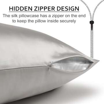 Ravmix 100% Mulberry Silk Pillowcase for Hair and Skin with Hidden Zipper, Both Sides 21Momme Silk, 1PCS