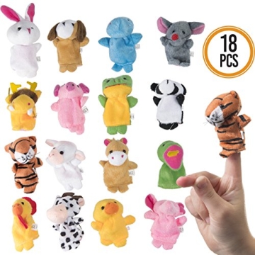 PREXTEX 18-Piece Animal Finger Puppets for Kids Fun