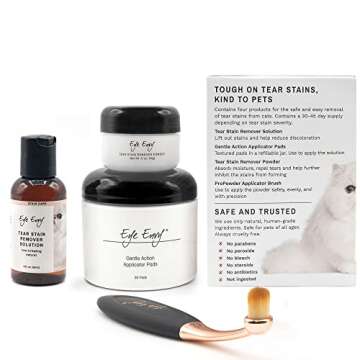 Eye Envy Cat Tear Stain Remover Starter Kit with ProPowder Brush. Stain Solution, Applicator Pads, S...