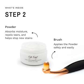 Eye Envy Cat Tear Stain Remover Starter Kit with ProPowder Brush. Stain Solution, Applicator Pads, Stain Powder, and Small Applicator Brush. Tear Stain Treatment Kit. Lasts 30-45 Days. Made in USA.