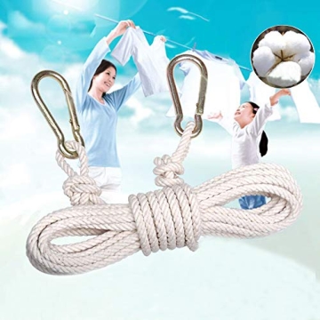 Portable Cotton Clothesline with Carabiner Hooks Travel Home