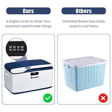 COSTWAY Large Locking Storage Box for Home and Office