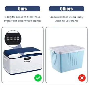 COSTWAY Large Locking Storage Box for Home and Office