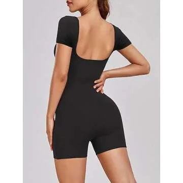 Stylish Abonlen Black Short Sleeve Romper for Women