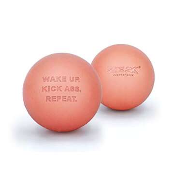 2 ZEAK Lacrosse Massage Balls for Myofascial Release, Trigger Point Therapy, Muscle Pain and Tension, Yoga, Aid Therapeutic Recovery, Fascia Release, Deep Tissue-Solid Rubber Ball Construction (Blush)
