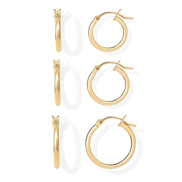 PAVOI 18K Gold Sterling Silver Hoop Earrings | 3 Sizes