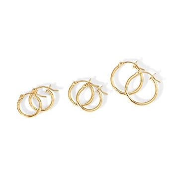 PAVOI 18K Gold Sterling Silver Hoop Earrings | 3 Sizes