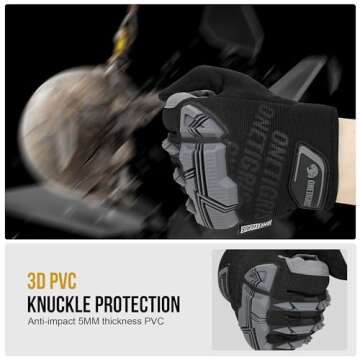 OneTigris Motorcycle Gloves, Gloves for Men with Soft Palm Pads, Touchscreen Gloves for Motorcycle Riding, Paintball, Cycling, Work, Hunting, Hiking, Camping, and Climbing