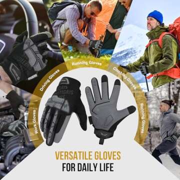 OneTigris Motorcycle Gloves, Gloves for Men with Soft Palm Pads, Touchscreen Gloves for Motorcycle Riding, Paintball, Cycling, Work, Hunting, Hiking, Camping, and Climbing