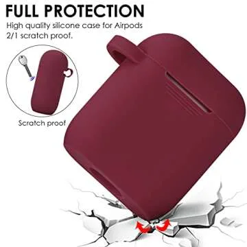 Filoto Compatible with Airpod 2&1 Case Cover, Cute Silicone Protective Accessories Cases/Keychain/Pompom, Best Gift for Girls and Women, Maroon