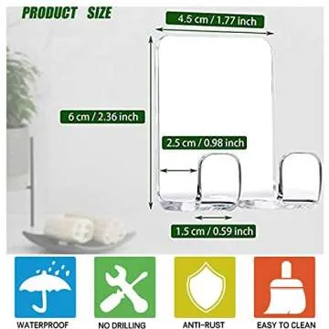 JWCE Clear Adhesive Hooks for Shower Wall Shaver Holder Razor Holder Storage Holders for Phone, Bathtub Organizers and Kitchen Organizer for Razor Plug Towel (Clear-4pcs)