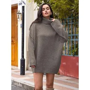 Stylish Oversized Turtleneck Tunic Dress for Women