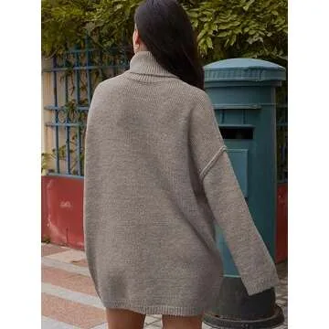 Stylish Oversized Turtleneck Tunic Dress for Women