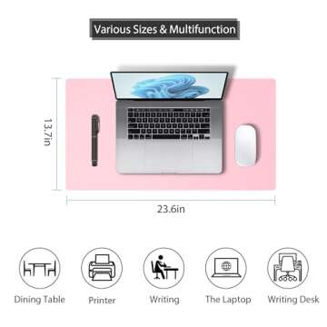 Leather Desk Pad Protector, Mouse Pad, Non-Slip Computer Mat for Desk, PU Leather Office Desk Mat fo...