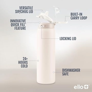 Ello Pop & Fill 22oz Insulated Water Bottle for Hydration