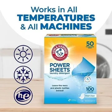 ARM & HAMMER Power Sheets Laundry Detergent Fresh Linen 50ct