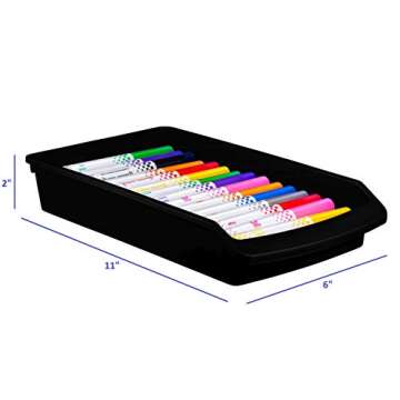 Zilpoo 10 Pack – Plastic Shelf Bins, Closet Shelves Organization Trays, Office Desk Supplies Drawer Organizer, Dorm Room Storage Container, Garage Hardware Nesting Baskets, Black