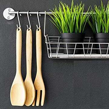 YourGift 12 Pack Flat S Hooks Stainless Steel 4 inches S Shaped Hanging Hooks for Kitchen, Bathroom, Bedroom and Office (X-Large)