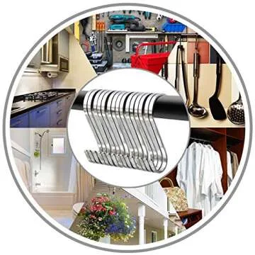 YourGift 12 Pack Flat S Hooks Stainless Steel 4 inches S Shaped Hanging Hooks for Kitchen, Bathroom, Bedroom and Office (X-Large)