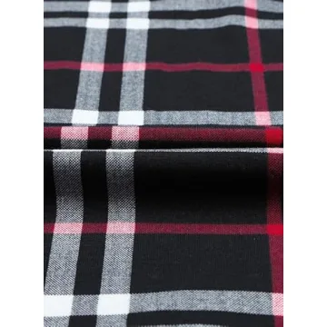 Trendy Women's Plaid V Neck Blouse for All Seasons