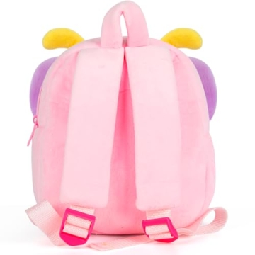 HONGTEYA Toddler Plush Backpack for Kids - Pink Butterfly