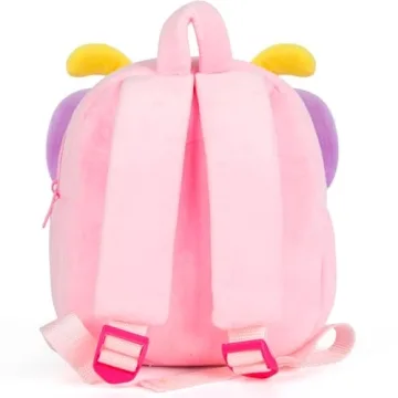 HONGTEYA Toddler Plush Backpack for Kids - Pink Butterfly