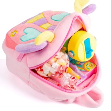 HONGTEYA Toddler Plush Backpack for Kids - Pink Butterfly