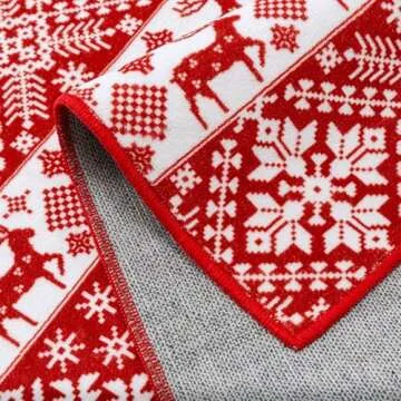 HUGEAR Christmas Vintage Area Rug 5x7 Living Room Rug Machine Washable Rugs Low Pile Carpet Indoor Door Mat Red/White Non-Slip Retro Carpet for Bedroom Kitchen Entryway Bathroom