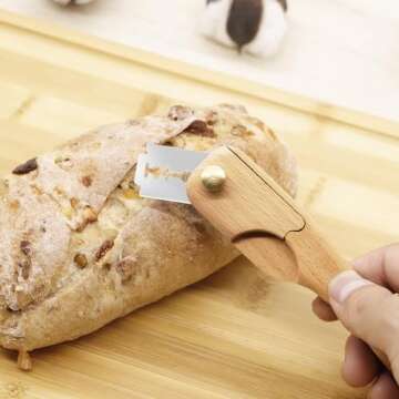 RillyRellow Premium Mini Bread Lame Decoration, Hand Wooden Crafted Bread Lame Slashing Tool, for Dough Scoring Knife, Cut Patterns for Sourdough Bread Slashing, Beech Wood (Without Blade)