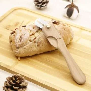 RillyRellow Premium Mini Bread Lame Decoration, Hand Wooden Crafted Bread Lame Slashing Tool, for Dough Scoring Knife, Cut Patterns for Sourdough Bread Slashing, Beech Wood (Without Blade)