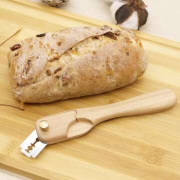 RillyRellow Premium Mini Bread Lame Decoration, Hand Wooden Crafted Bread Lame Slashing Tool, for Dough Scoring Knife, Cut Patterns for Sourdough Bread Slashing, Beech Wood (Without Blade)
