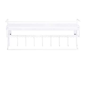 JackCubeDesign White Metal Necklace Jewelry Organizer Wall Mount Jewelry Holder Shelf Mounted Hanging Storage Hooks for Necklace, Earrings, Sunglasses, and Aesthetic Room Decor – MK238B