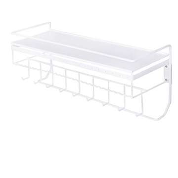 JackCubeDesign White Metal Necklace Jewelry Organizer Wall Mount Jewelry Holder Shelf Mounted Hanging Storage Hooks for Necklace, Earrings, Sunglasses, and Aesthetic Room Decor – MK238B